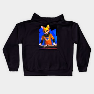 Fox at the DJ booth Kids Hoodie